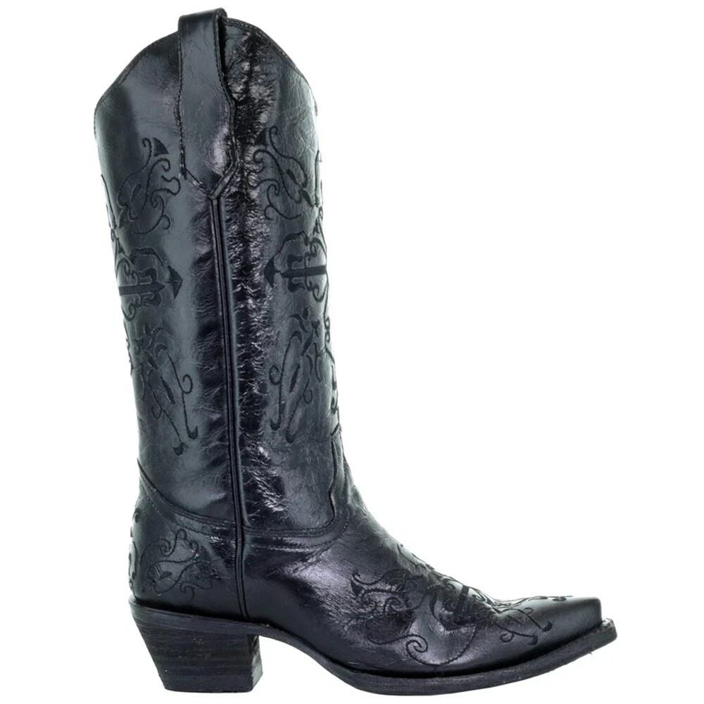 Corral Cowboy Boots Embroidered Snip Toe Western Womens Black L5060 Sz 8 NIB